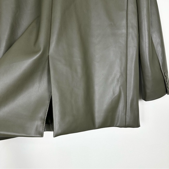 Blank NYC Faux Leather Blazer Jacket Olive Green - Picture 8 of 10
